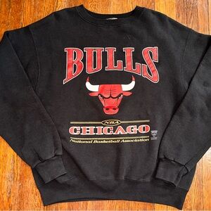Vintage 90s XL Chicago Bulls Lee Sport Black Graphic Crewneck Sweatshirt